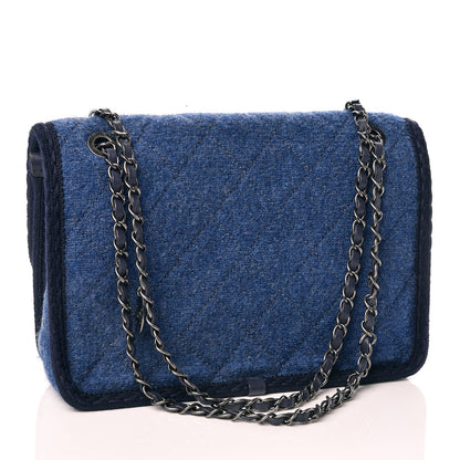 Chanel Wool Quilted Medium Edelweiss Single Flap Blue 3 of 11