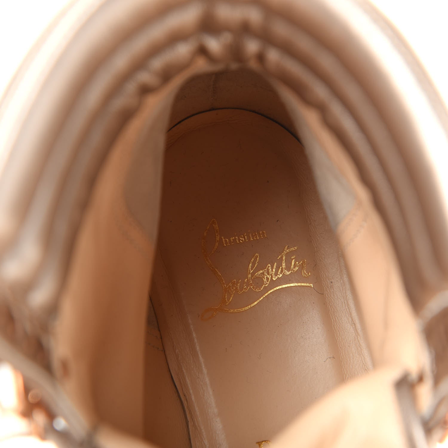 Christian Louboutin Metallic Calfskin Womens Who Runs Flat Boots 38.5 Colombe 8 of 9