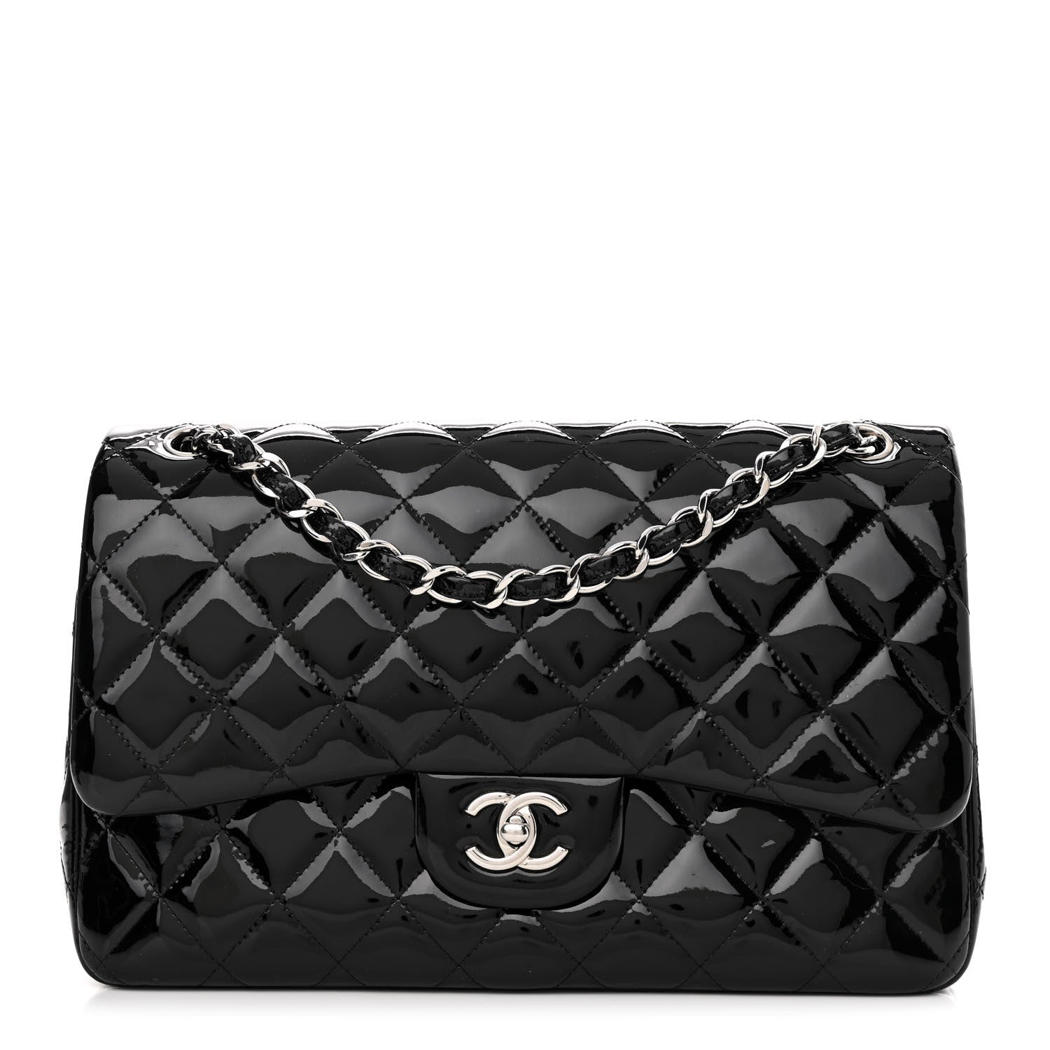 Chanel Patent Quilted Jumbo Double Flap Black 1 of 10