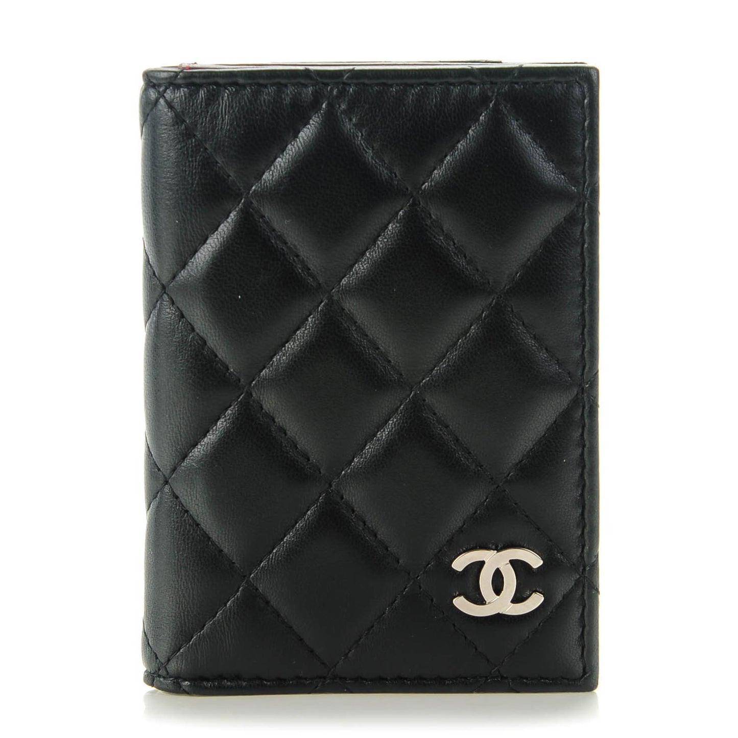 Lambskin Quilted Card Holder Wallet Black