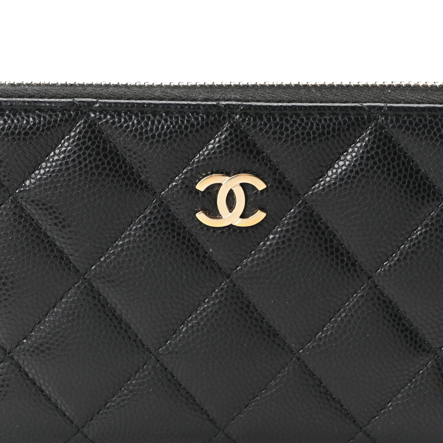 Caviar Quilted Medium Zip Around Wallet Black