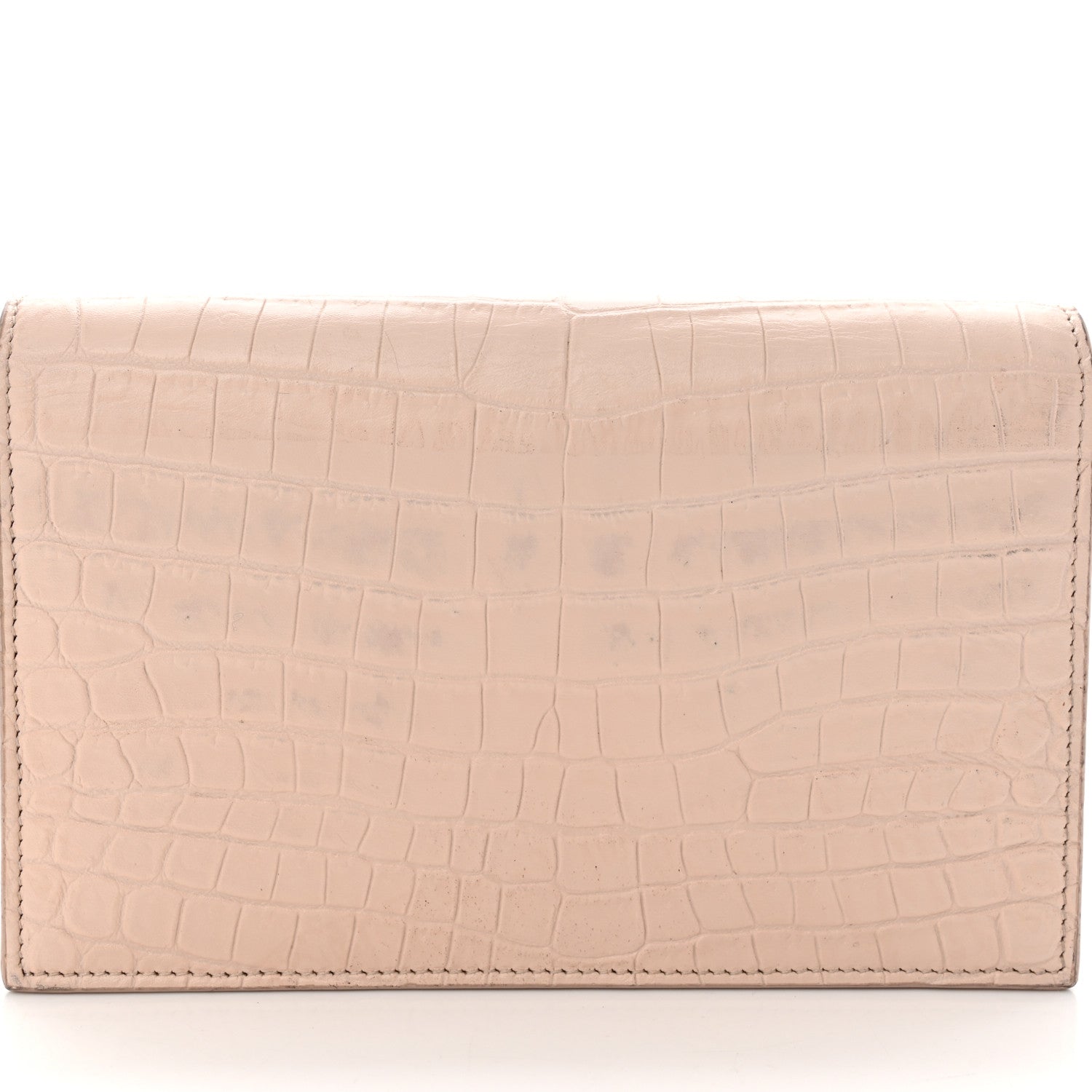 Saint Laurent Calfskin Crocodile Embossed Kate Monogram Tassel Chain Wallet Marble Pink 16 of 16