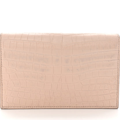Saint Laurent Calfskin Crocodile Embossed Kate Monogram Tassel Chain Wallet Marble Pink 16 of 16