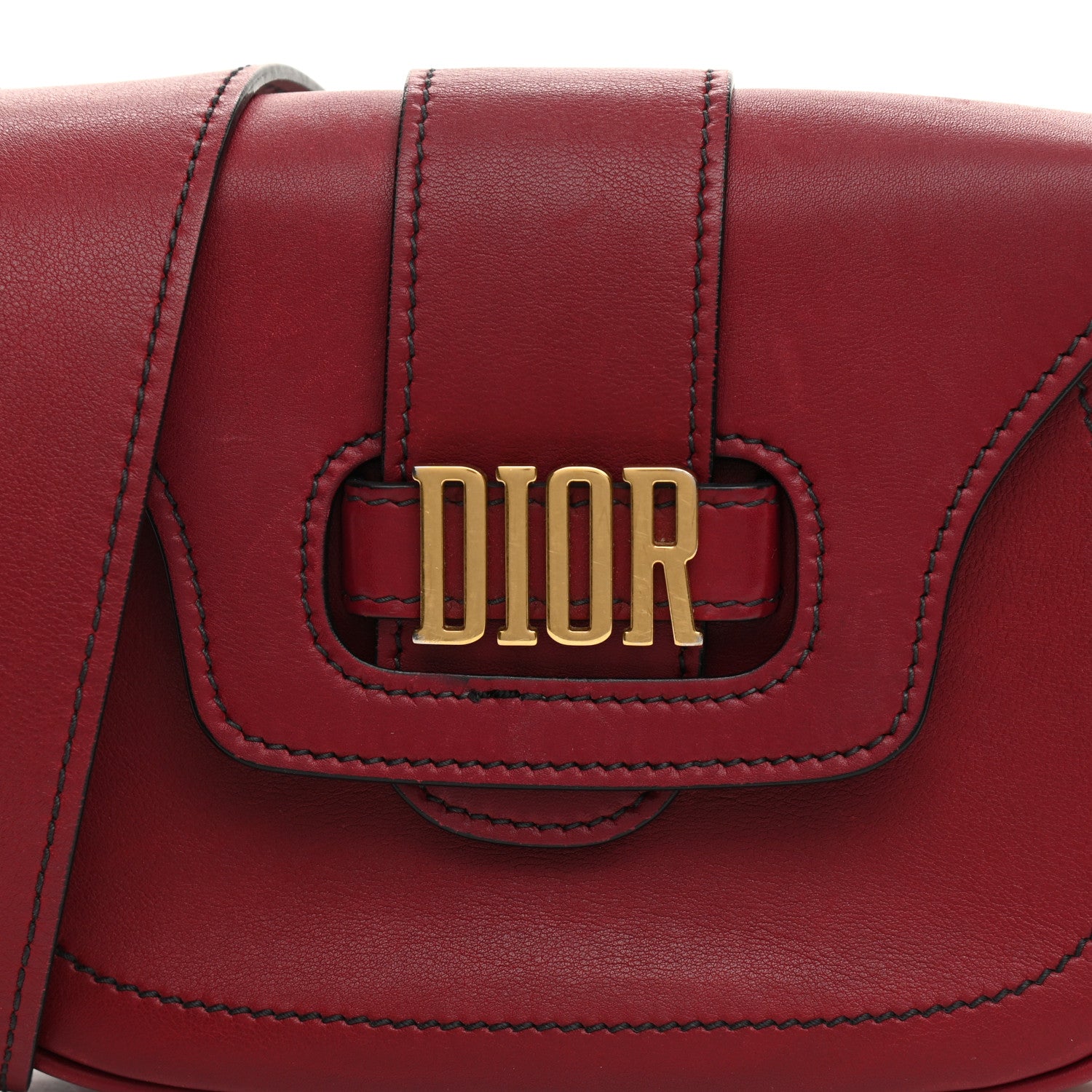 Christian Dior Calfskin D Fence Saddle Bag Black Red 10 of 13