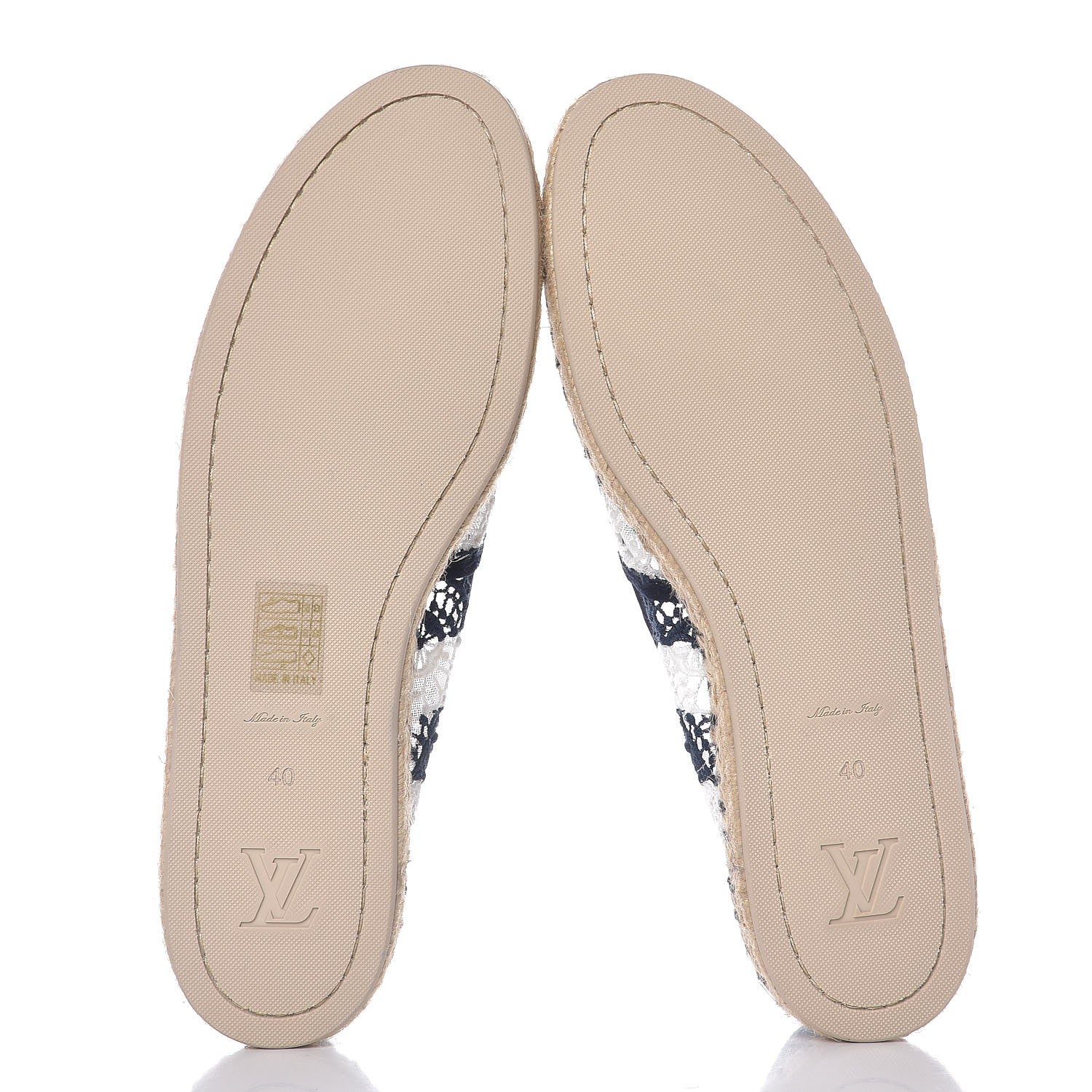 Louis Vuitton Crochet Lace Stripe Espadrille Flats 40 Navy 6 of 9