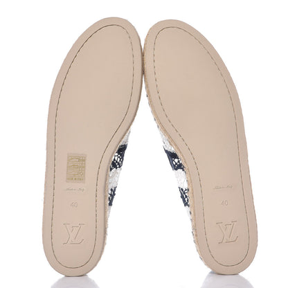 Louis Vuitton Crochet Lace Stripe Espadrille Flats 40 Navy 6 of 9