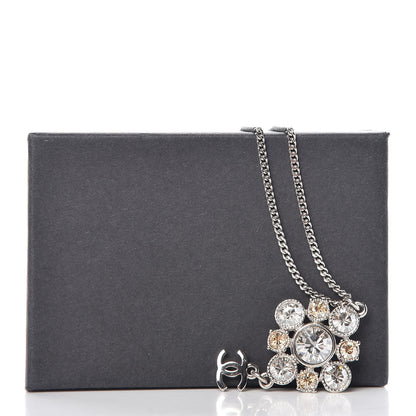 Chanel Crystal CC Drop Pendant Necklace Silver 7 of 7