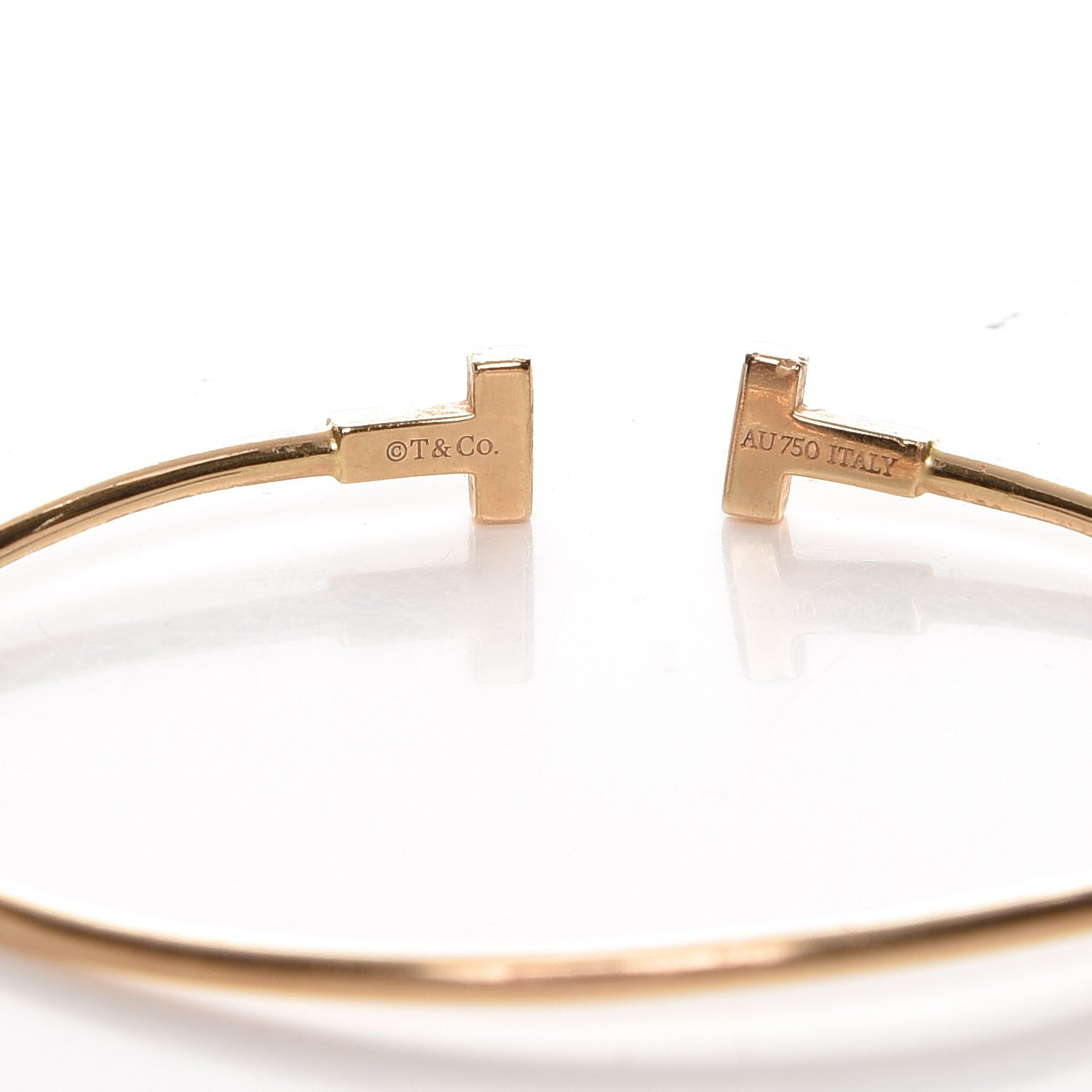 Tiffany 18K Yellow Gold Narrow T Wire Bracelet 3 of 3