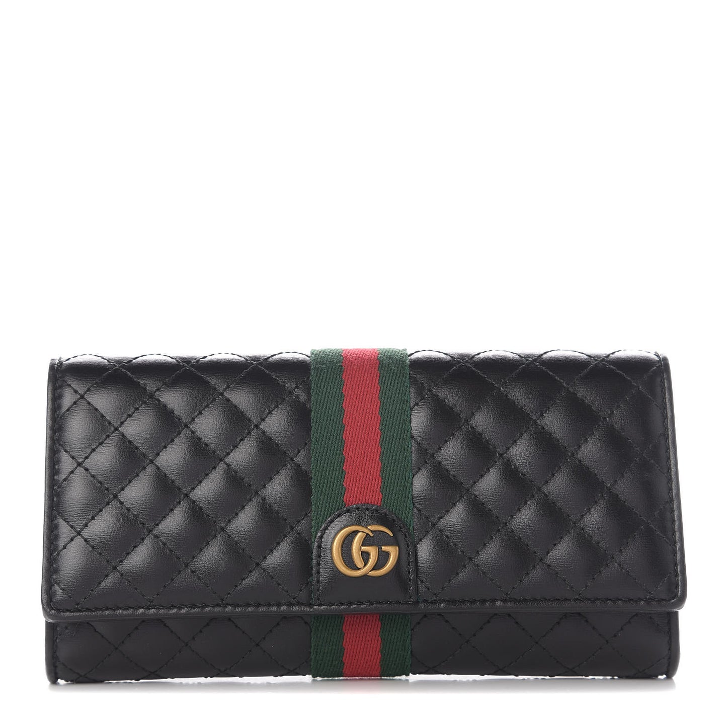 Calfskin Web Trapuntata GG Continental Wallet Black