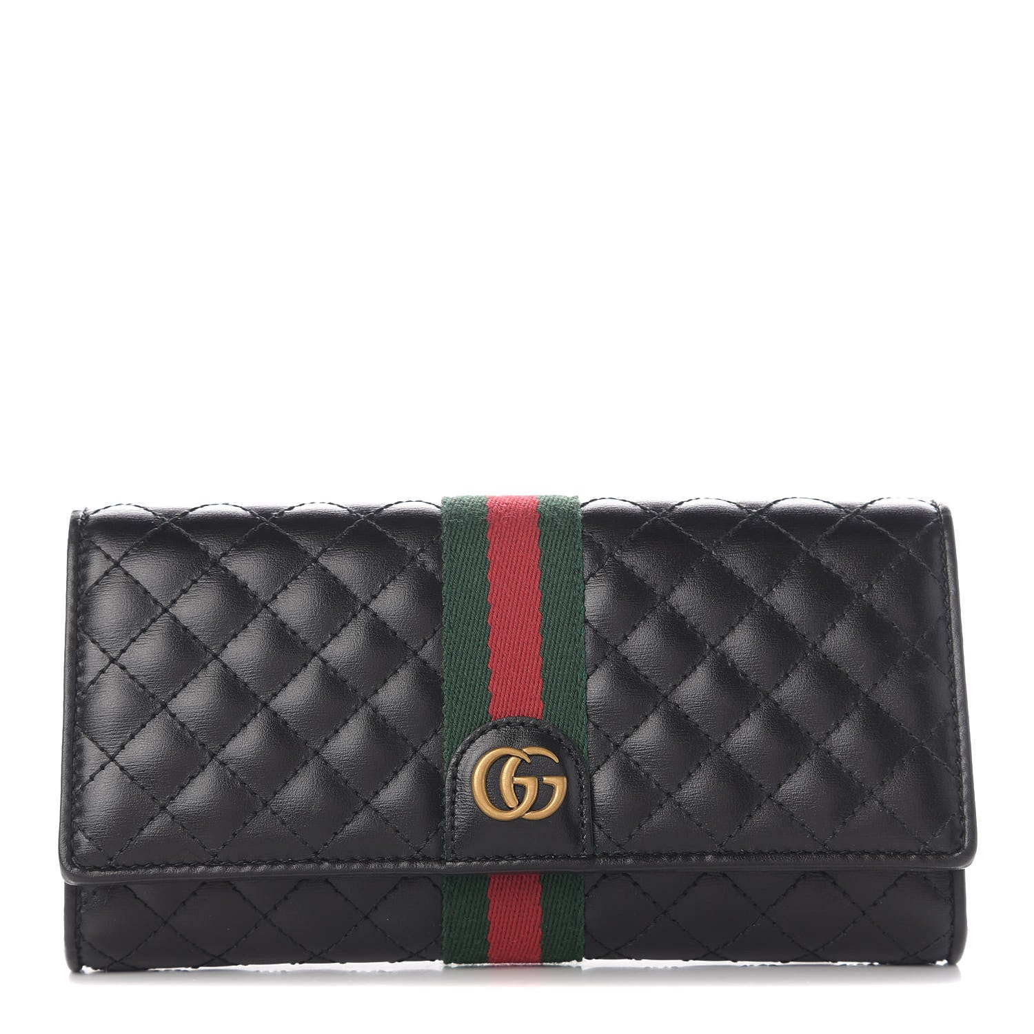 Gucci Calfskin Web Trapuntata GG Continental Wallet Black 1 of 13