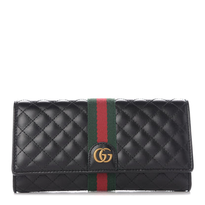Gucci Calfskin Web Trapuntata GG Continental Wallet Black 1 of 13
