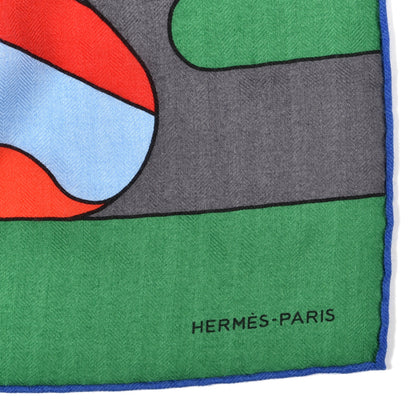 Hermes Cashmere Silk Football Club Scarf 100 Vert White Rouge 2 of 6