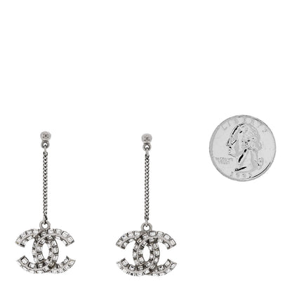 Chanel Baguette Crystal CC Drop Earrings Silver 2 of 4