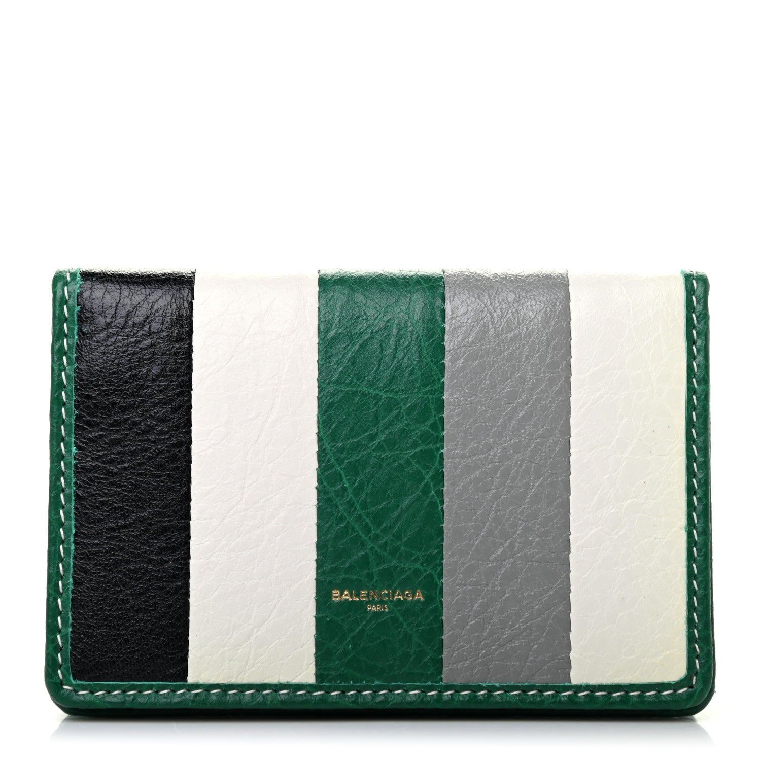 Balenciaga Agneau Arena Multicolore Bazar Bi-Fold Card Case Green Grey Black 1 of 5