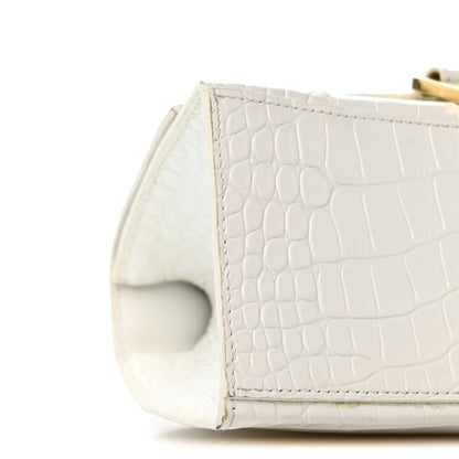 Balenciaga Calfskin Crocodile Embossed Small Hourglass Top Handle Bag White 9 of 13