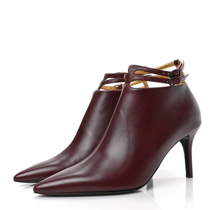 Bottega Veneta Gleam Calfskin Ankle Strap Mid Heel Booties 37.5 Barolo 3 of 6