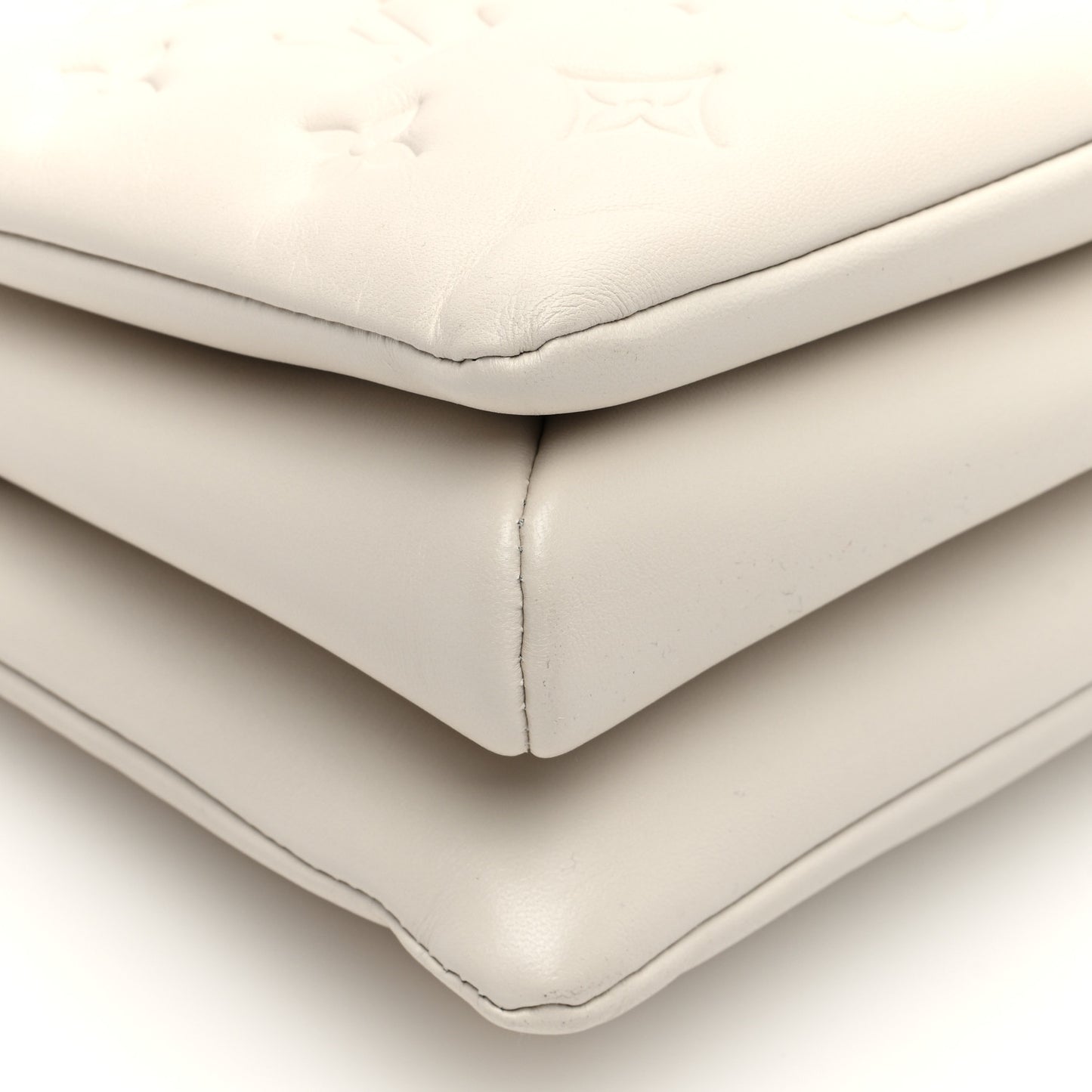 Lambskin Embossed Monogram Coussin PM Beige Cream