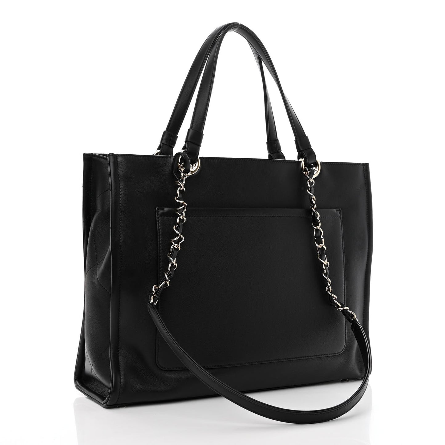 Calfskin CC Zipped Shopping Tote Black