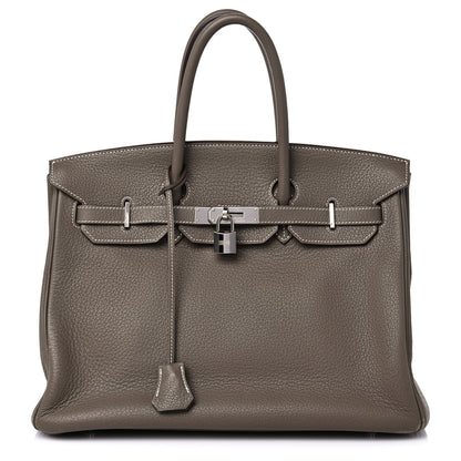 Hermes Taurillon Clemence Birkin 35 Etoupe 1 of 18