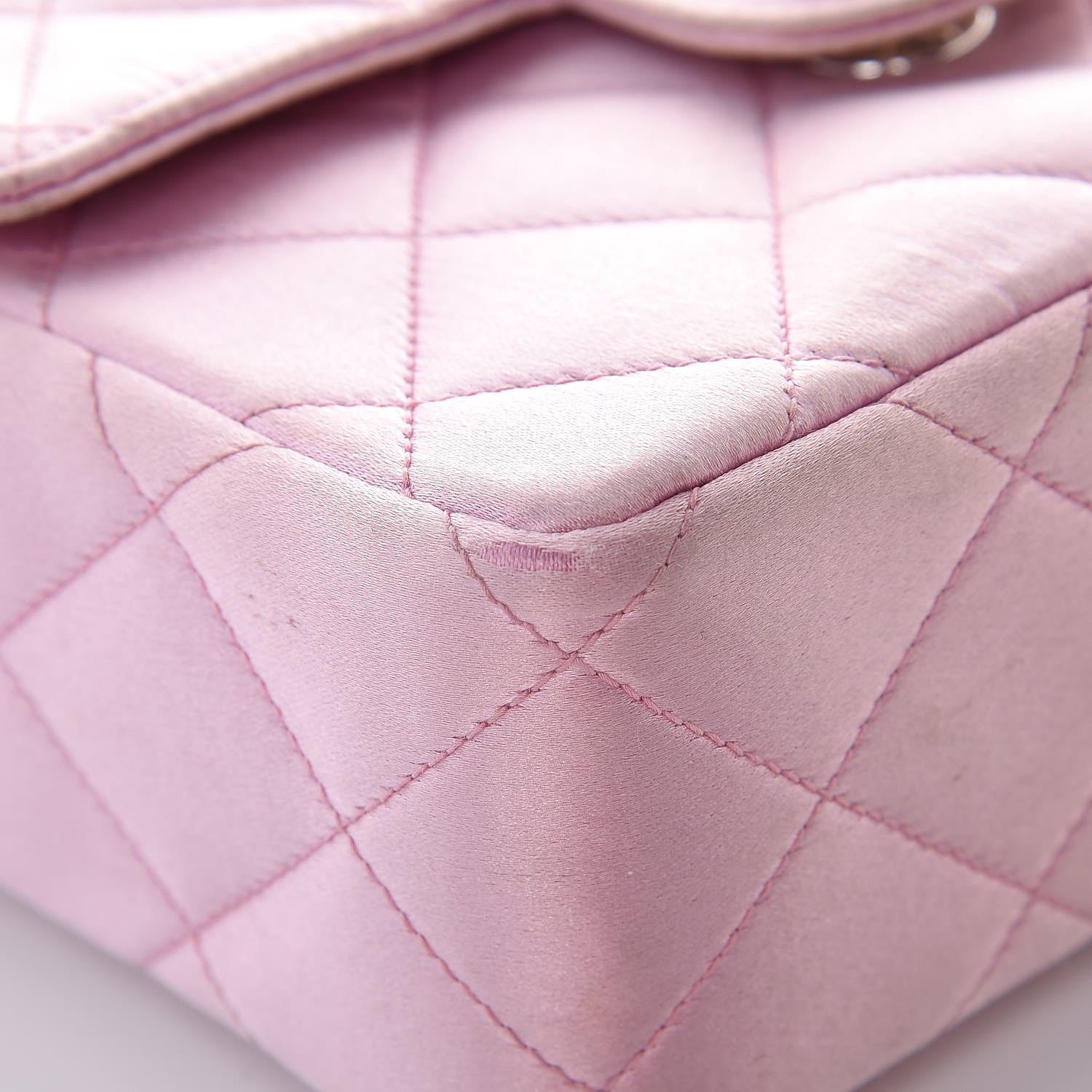 Chanel Satin Quilted Evening Bag Pink 14 of 18