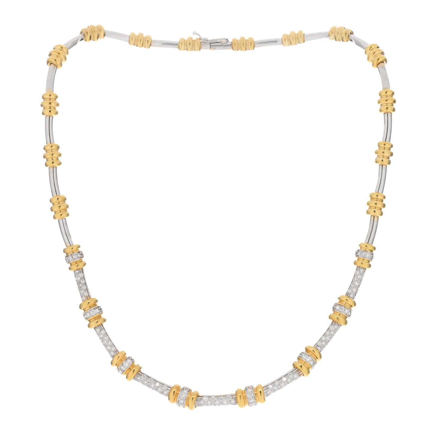 18K Yellow White Gold Diamond Collar Necklace