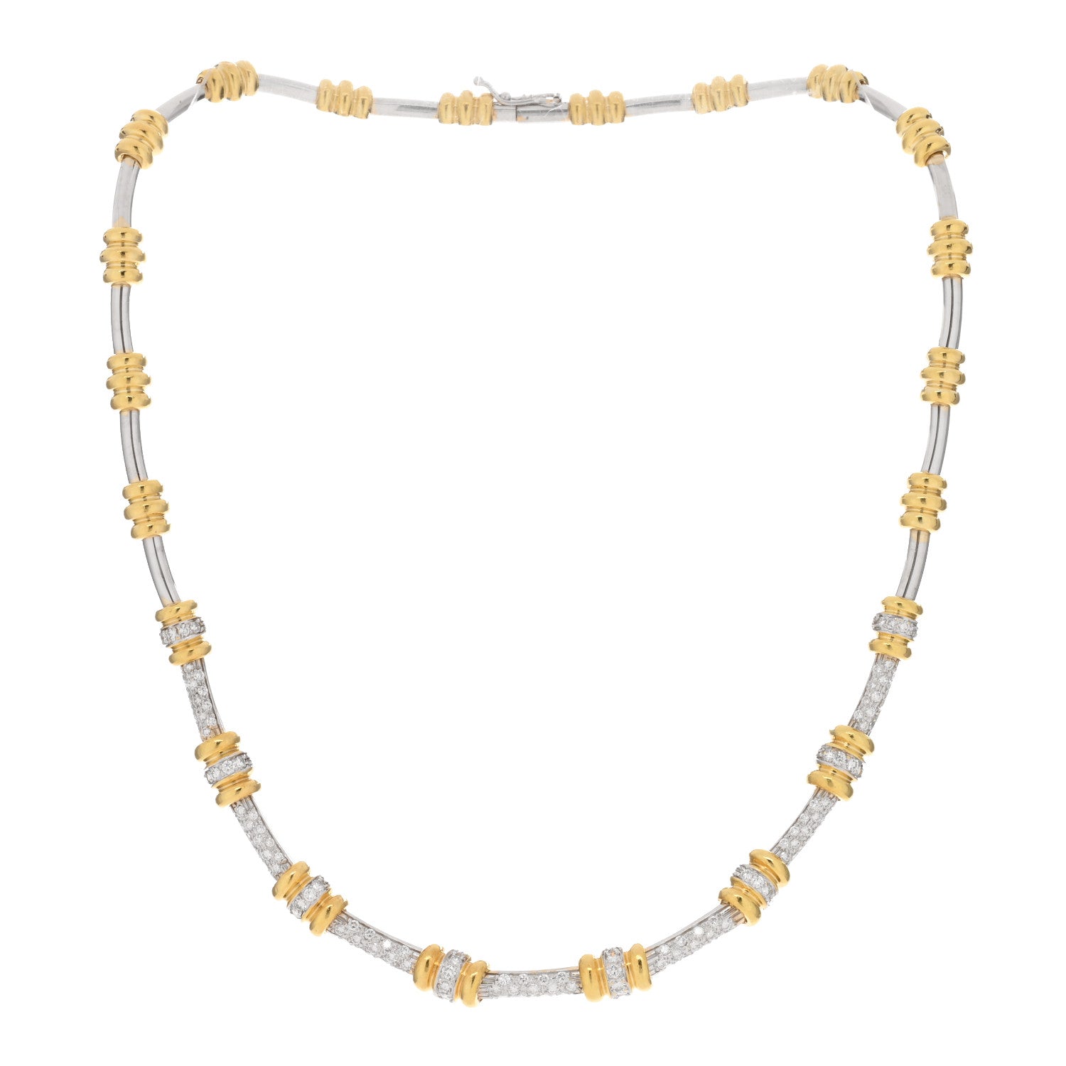 Roberto Coin 18K Yellow White Gold Diamond Collar Necklace 2 of 3