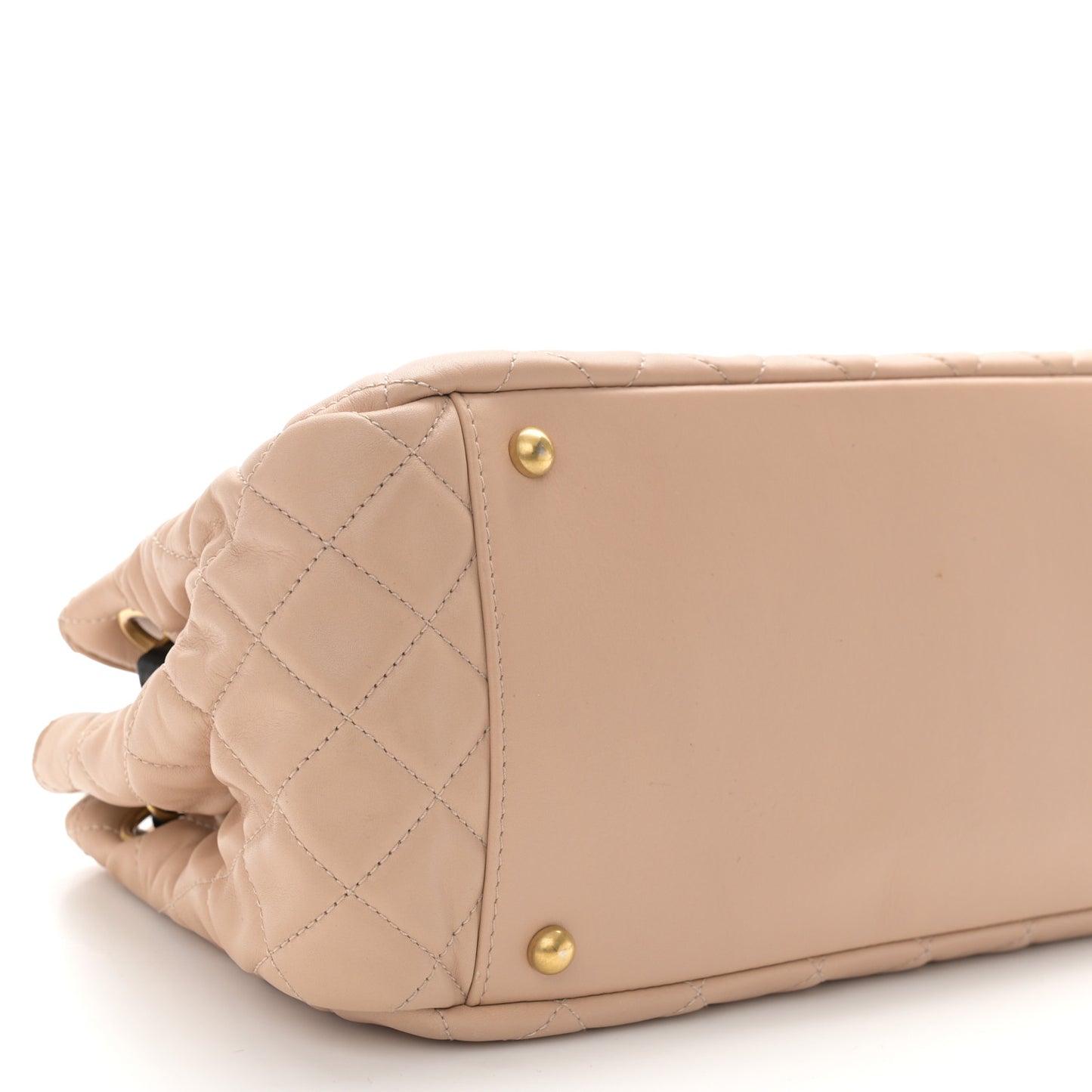 Lambskin Quilted East West Accordion Flap Beige