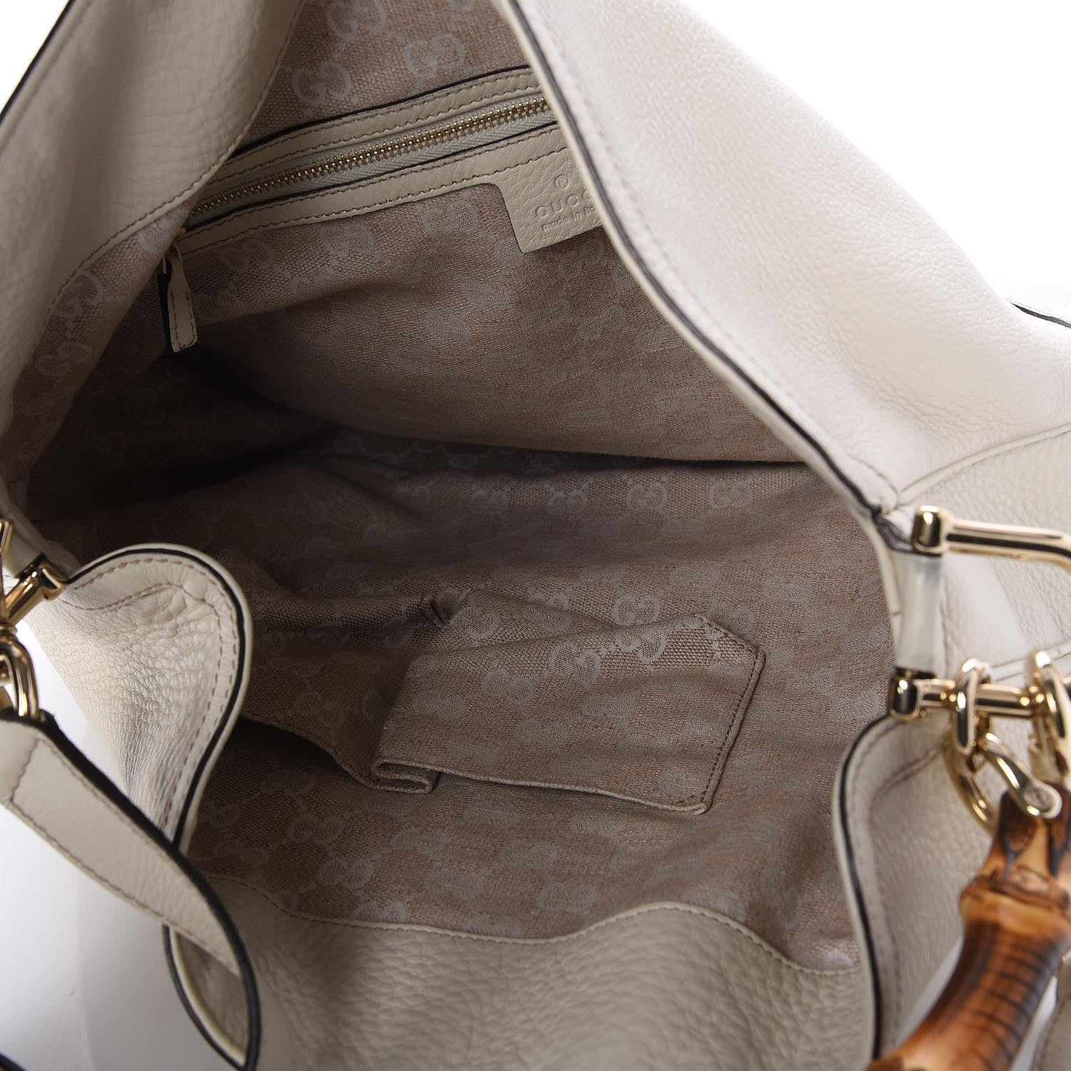 Gucci Pebbled Calfskin Medium Diana Bamboo Shoulder Bag Off White 7 of 7