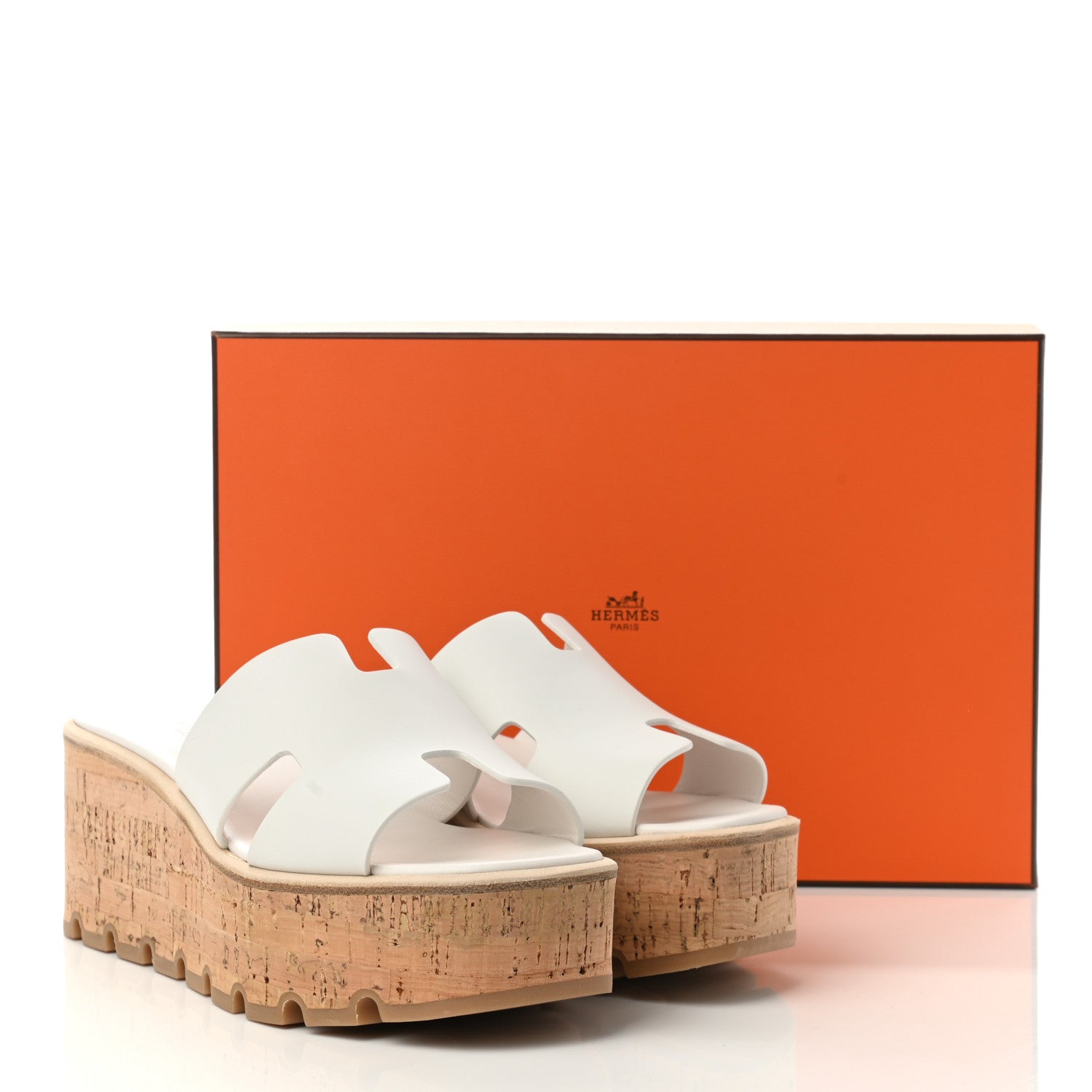 Hermes Calfskin Cork Eze 30 Sandals 39 White 9 of 9