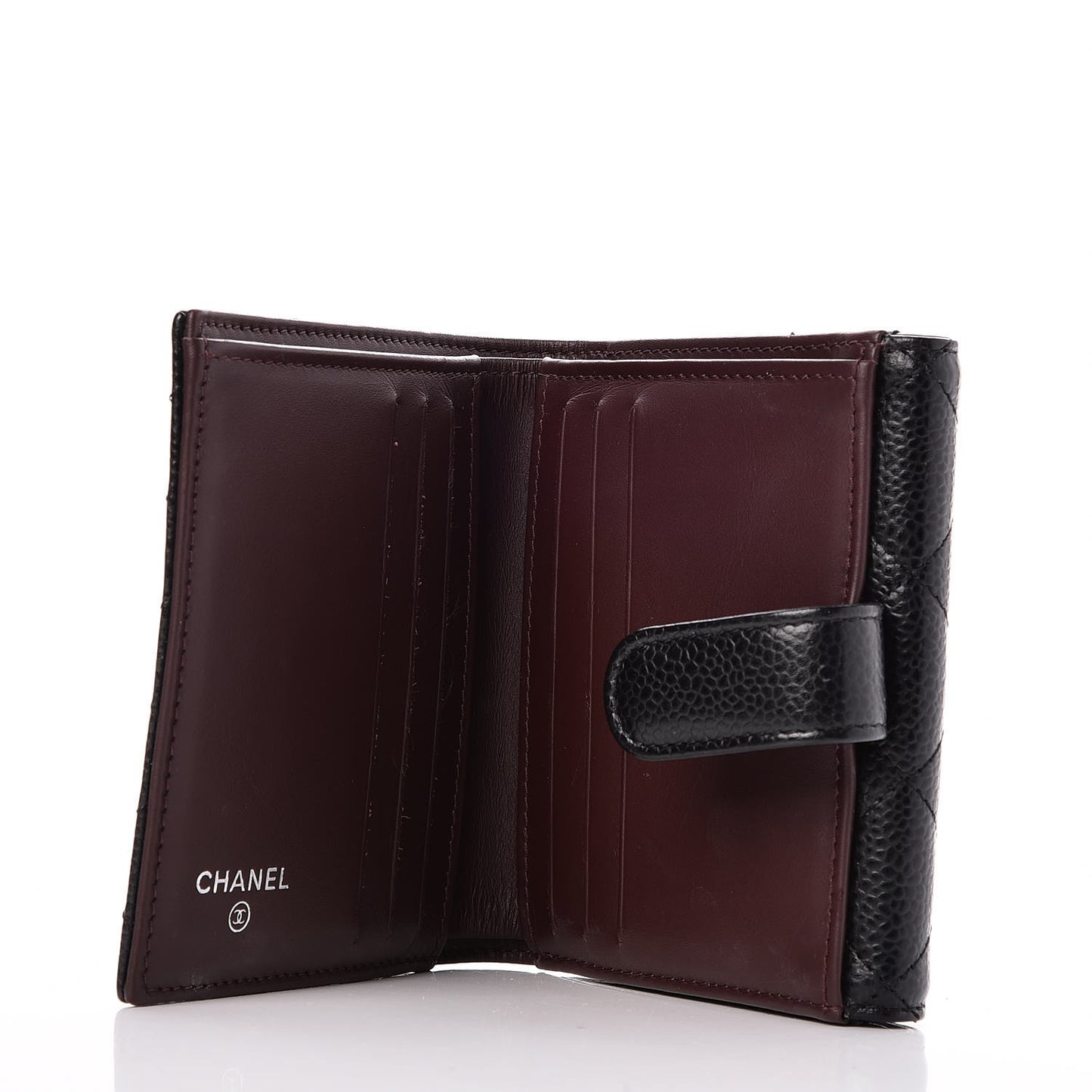 Caviar Quilted Compact Flap Wallet Black