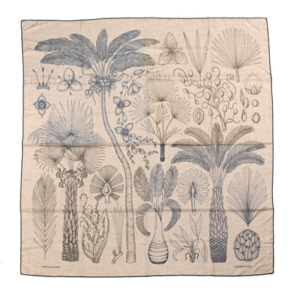 Hermes Cashmere Silk Index Palmarum Finesse Shawl 140 Naturel Bleu 1 of 6