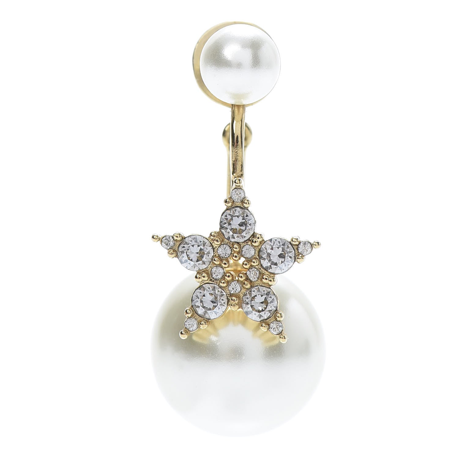 Christian Dior Pearl Crystal My ABCDior Tribales Etoile Earring Gold 1 of 4