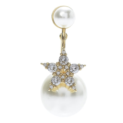 Christian Dior Pearl Crystal My ABCDior Tribales Etoile Earring Gold 1 of 4