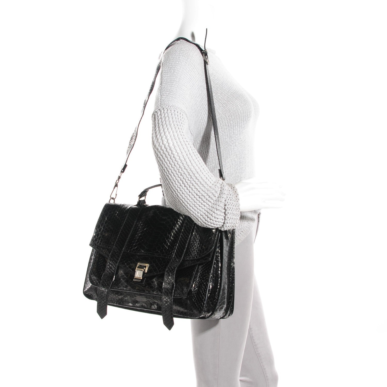Proenza Schouler Python Large PS1 Satchel Black 4 of 11