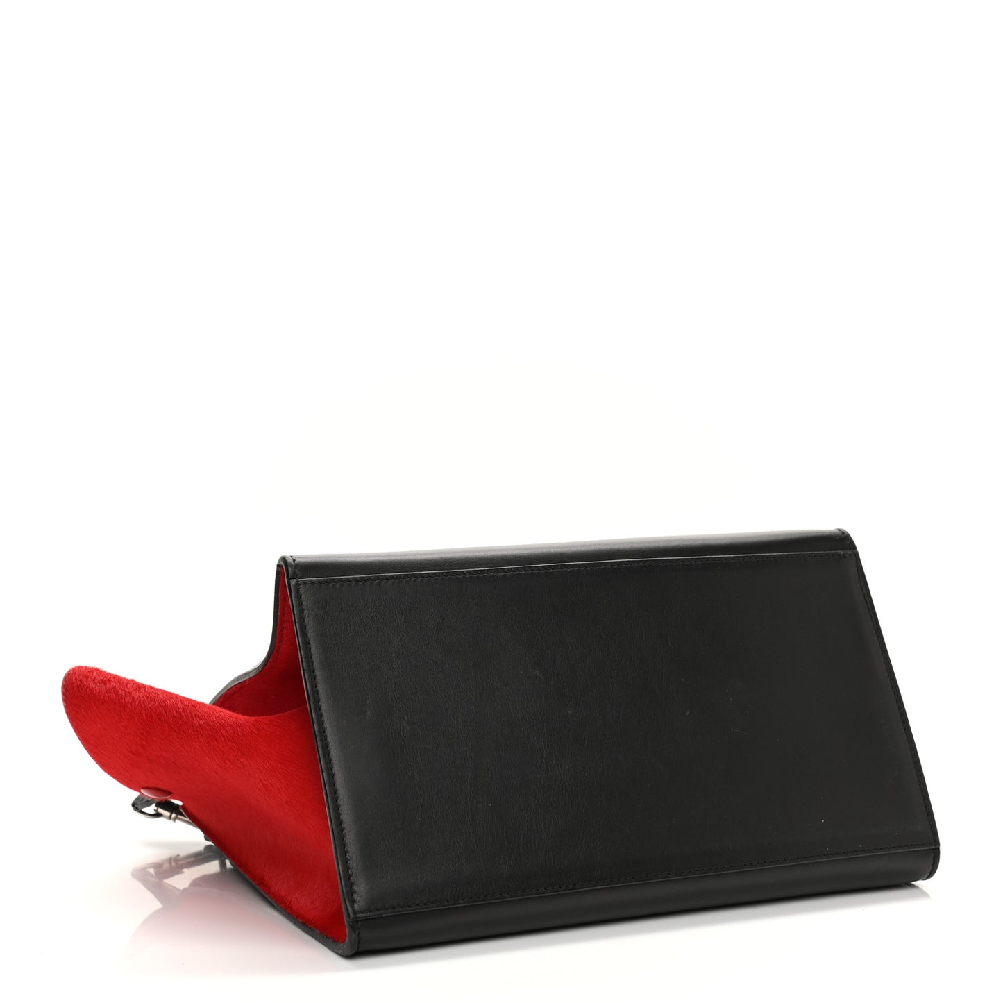 Pony Hair Smooth Calfskin Medium Tri-Color Trapeze Glacier Red Black