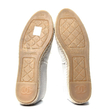 Chanel Linen CC Espadrilles 39 White Black 7 of 9