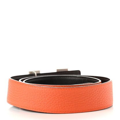 Hermes Box Togo 32mm Guilloche H Belt 85 Chocolate Orange 3 of 7