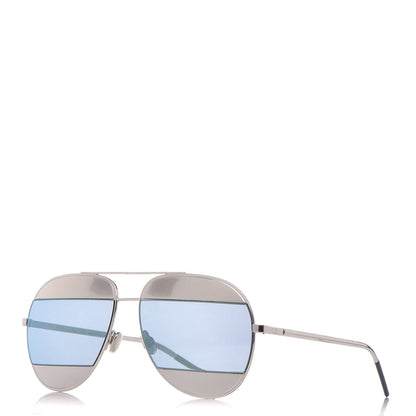 Christian Dior Split 1 Aviator Sunglasses Silver Blue 1 of 7