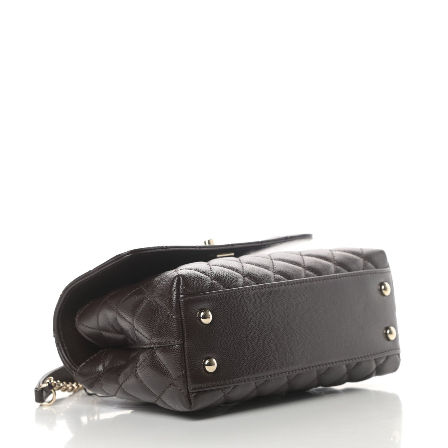 Caviar Quilted Mini Coco Handle Flap Dark Brown