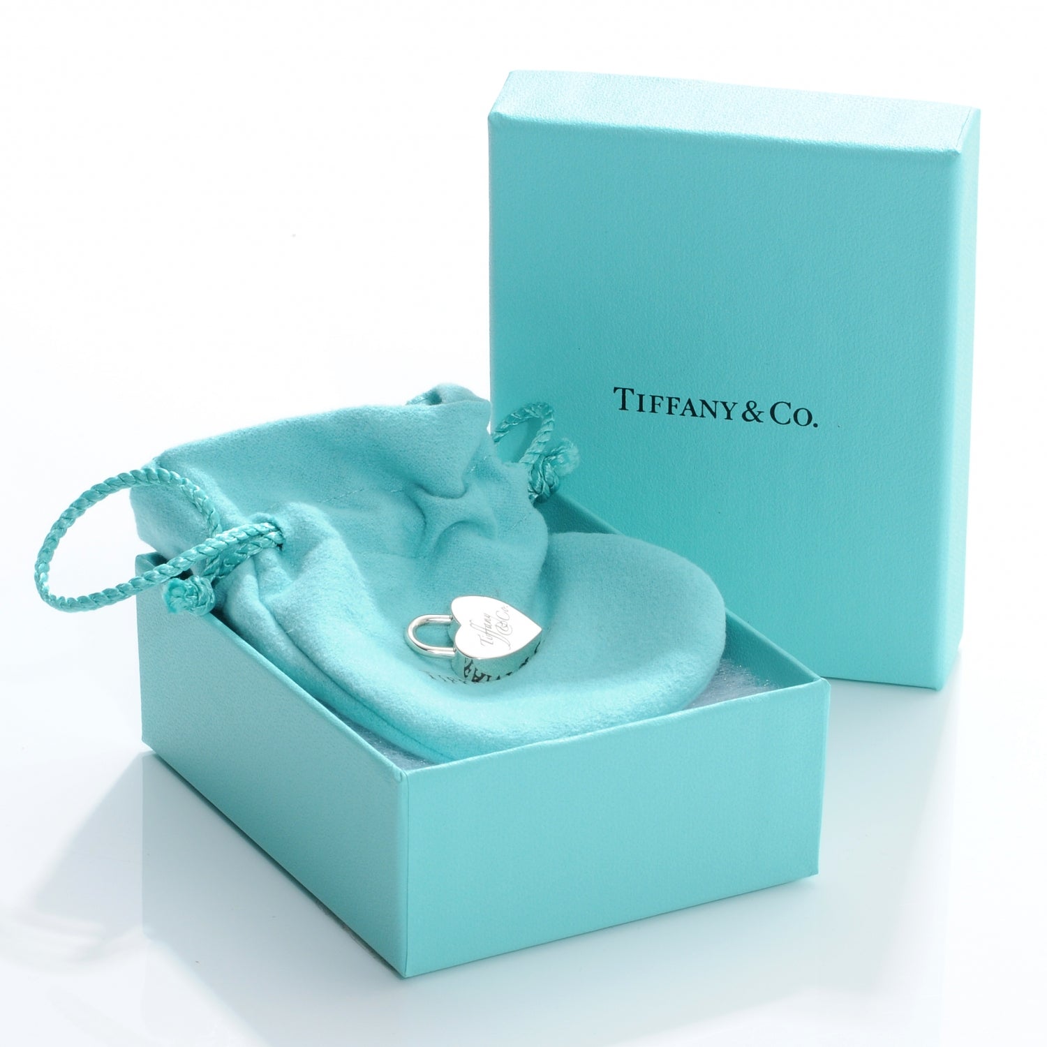 Tiffany Sterling Silver Notes Heart Lock Charm 3 of 5