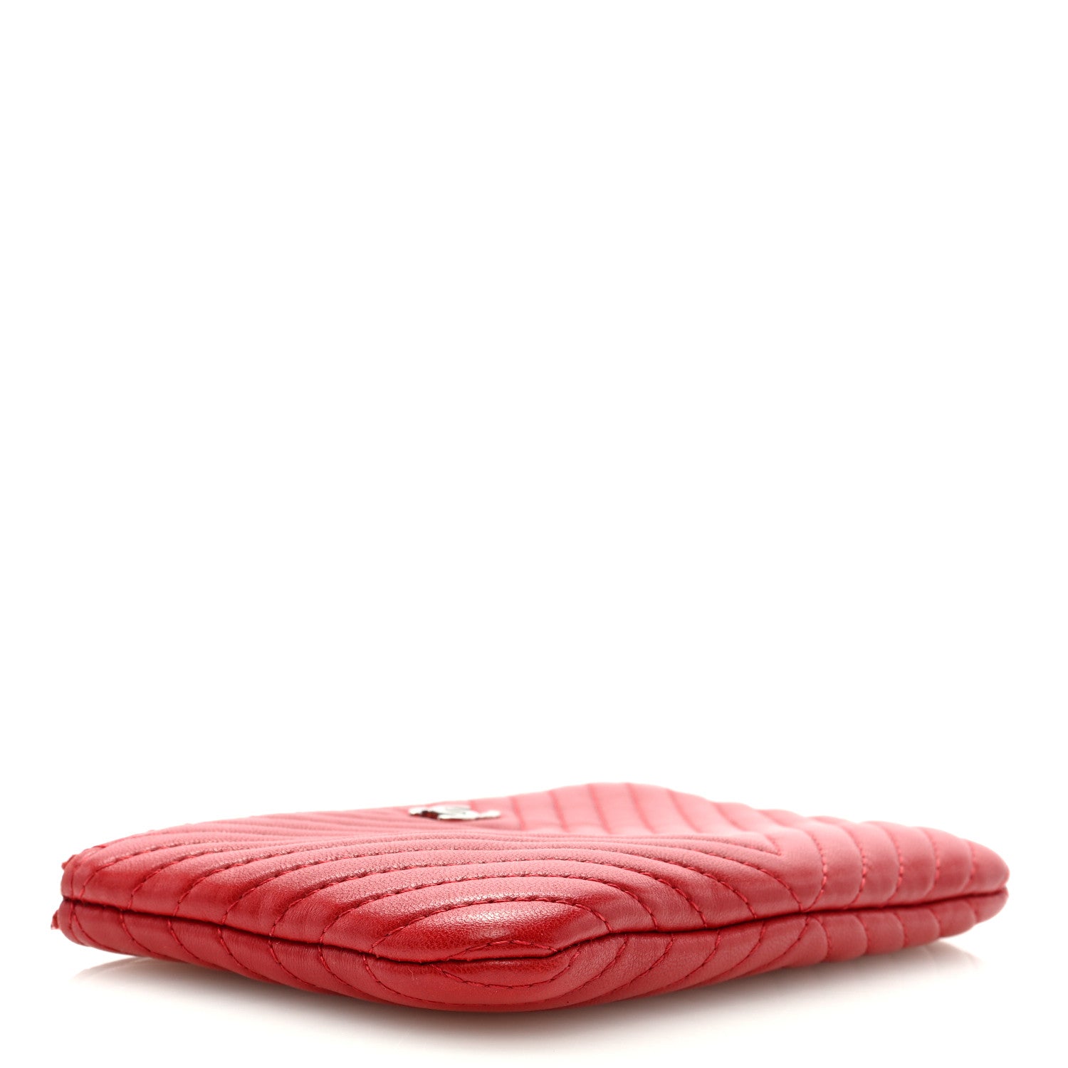 Chanel Lambskin Chevron Quilted Small Cosmetic Case Red 4 of 7