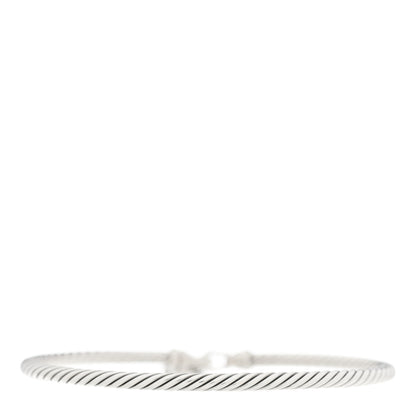 David Yurman Sterling Silver Diamond 3mm Cable Collectibles Heart Lock Bracelet 2 of 3