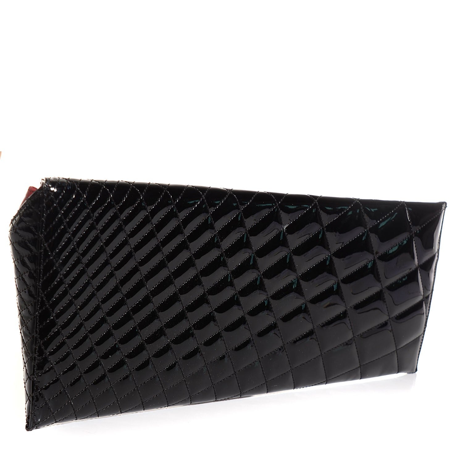 Chanel Patent Calfskin Geometric Quilted Large Kaleidoscope Clutch Black 3 of 7
