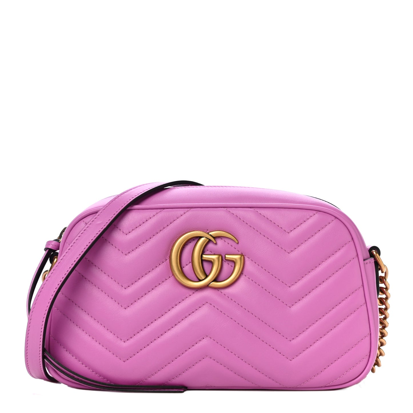 Calfskin Matelasse Small GG Marmont Chain Shoulder Bag Candy Mousse