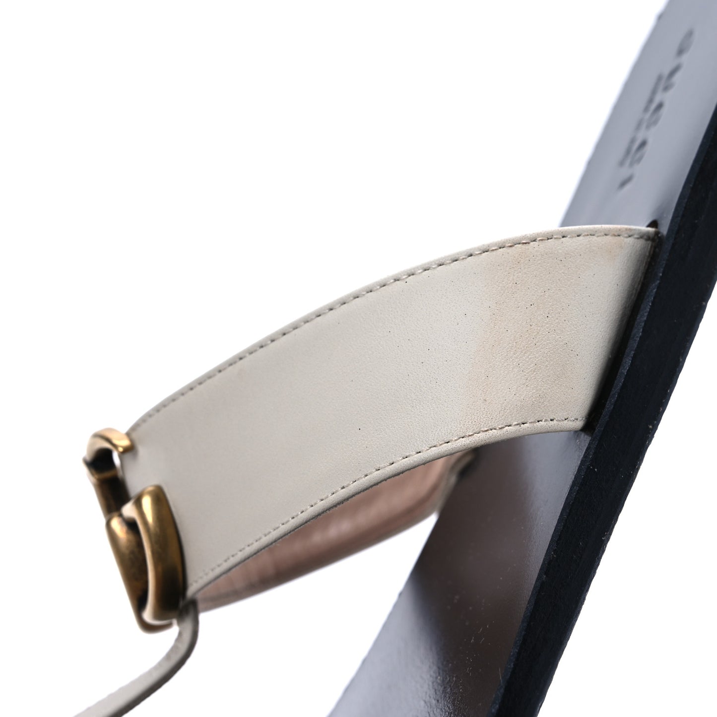 Calfskin GG Marmont Thong Sandals 38 Mystic White