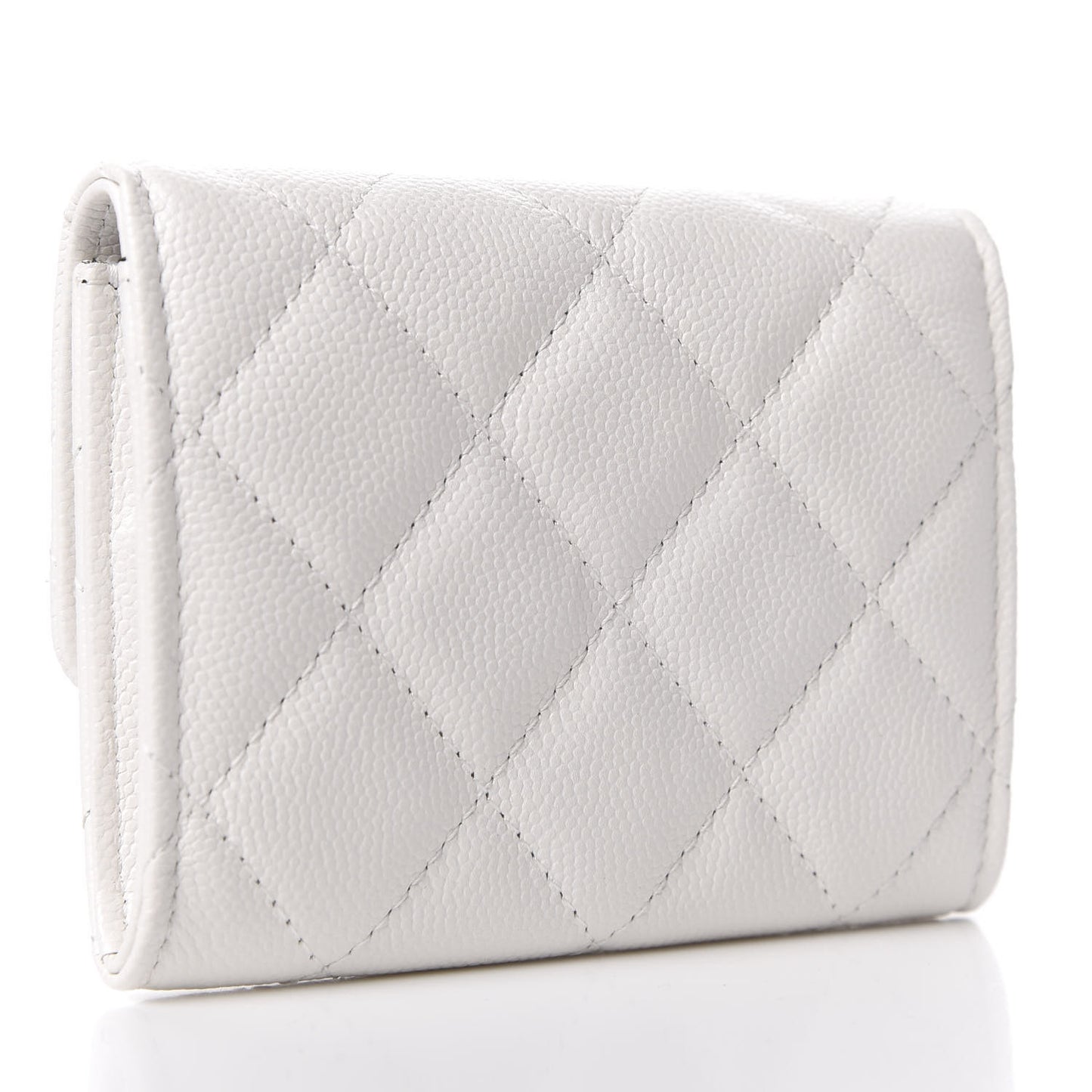 Caviar Quilted My Everything Flap Card Holder Wallet White Black