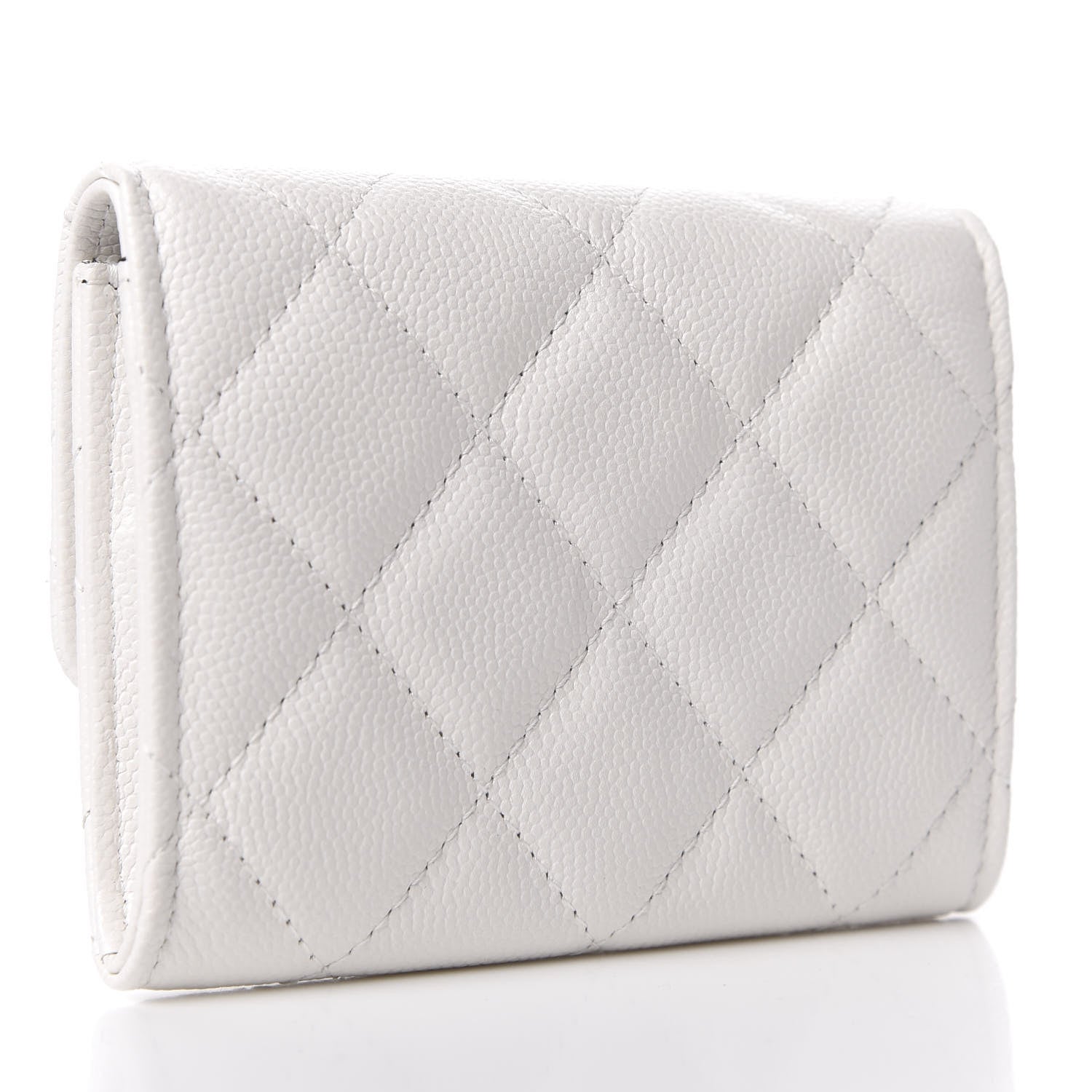 Chanel Caviar Quilted My Everything Flap Card Holder Wallet White Black 3 of 8