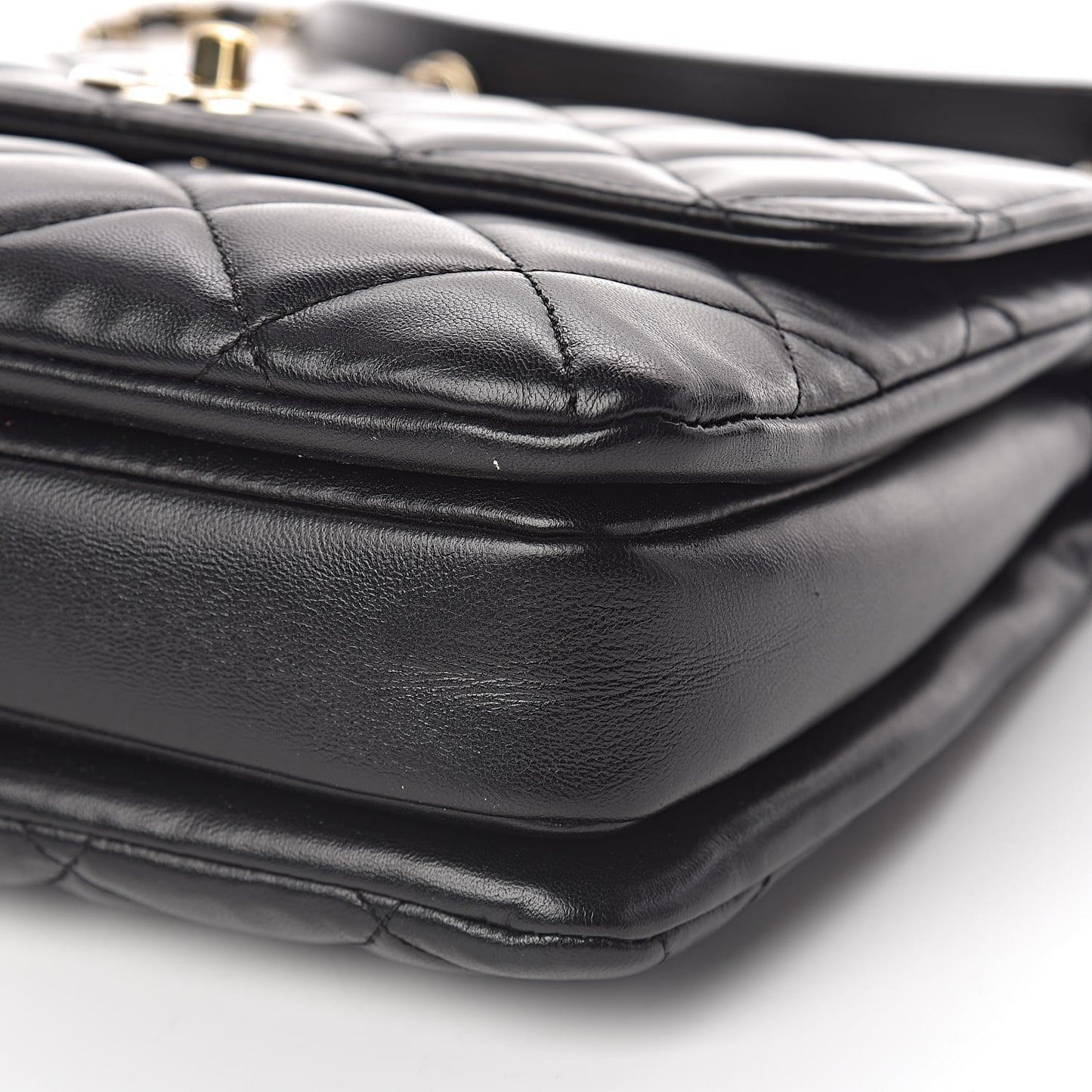 Lambskin Quilted Small Trendy CC Dual Handle Flap Bag Black