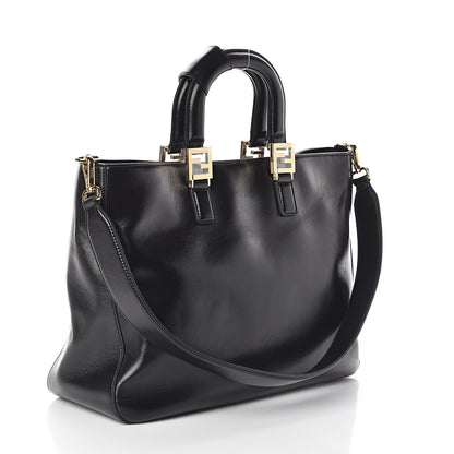 Fendi Vitello Glacier Medium FF Tote Black 2 of 8