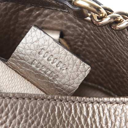 Gucci Metallic Pebbled Calfskin Medium Soho Chain Shoulder Bag Golden Beige 7 of 9